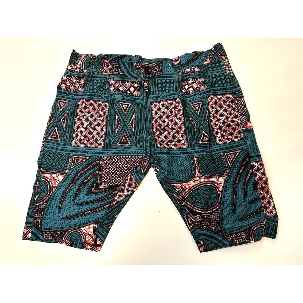 African Wax Fabric Ankara Shorts Pockets No Size Check Measurements Multicolor